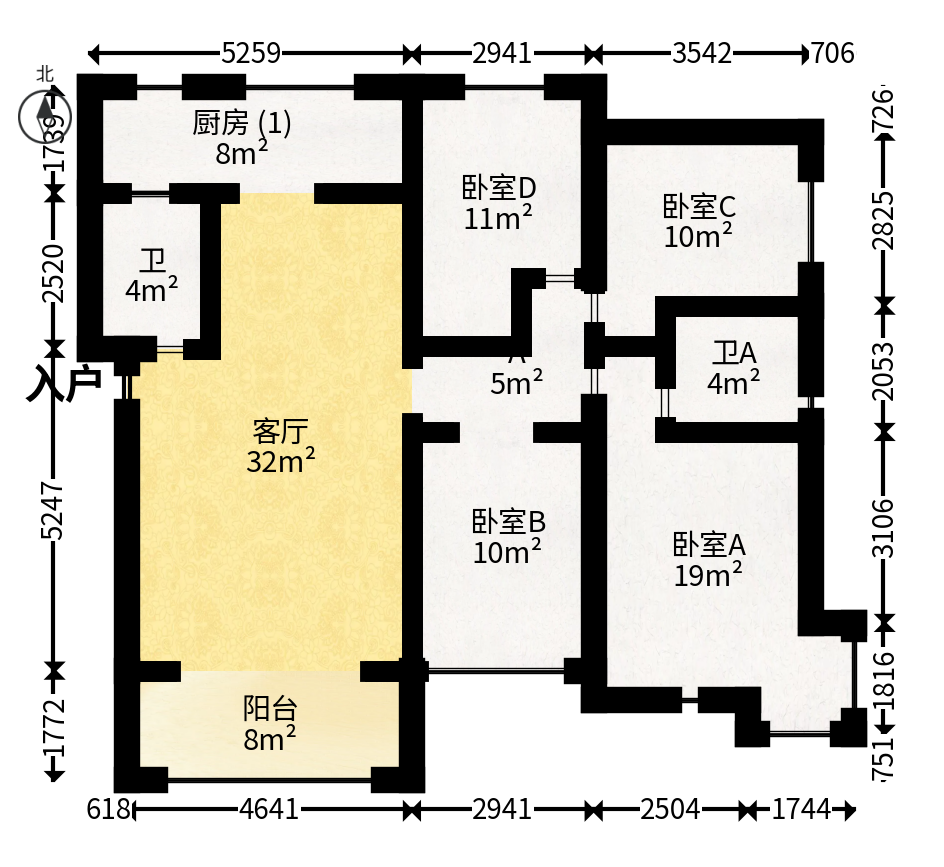 中一九骏（枫桥苑）  4室2厅1卫   129.00万户型图