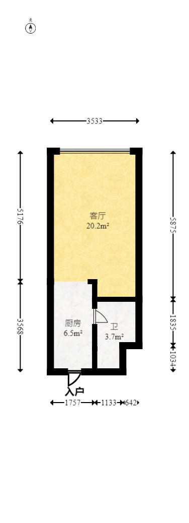 阳光城檀悦  1室1厅1卫   51.00万户型图