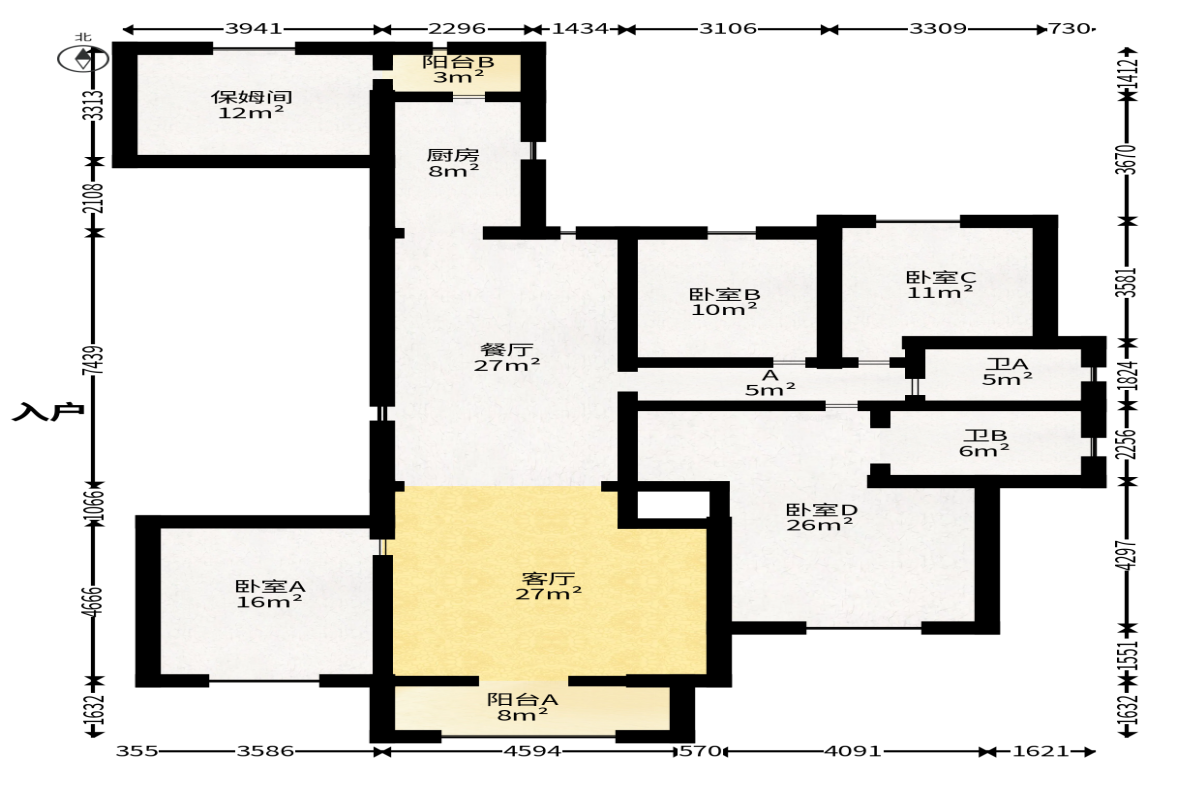 富兴时代御城  4室2厅2卫   345.00万户型图