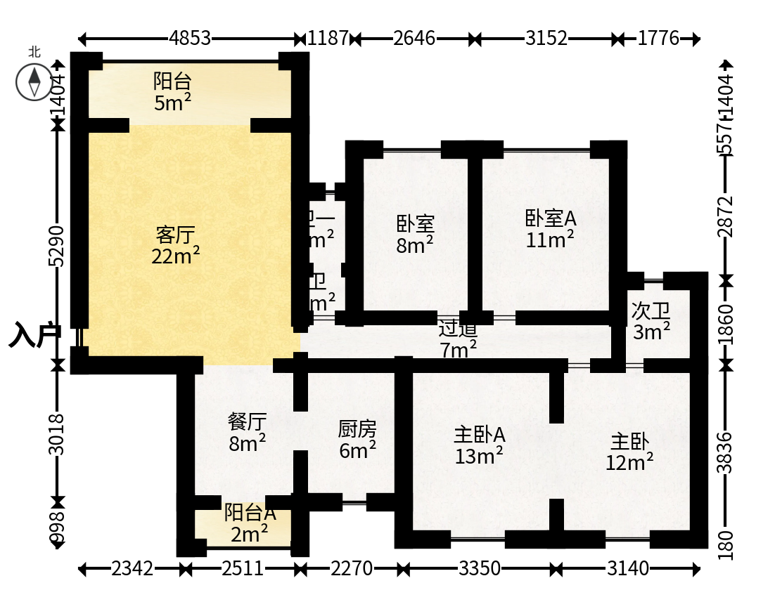 恒广国际景园  4室2厅2卫   118.00万户型图
