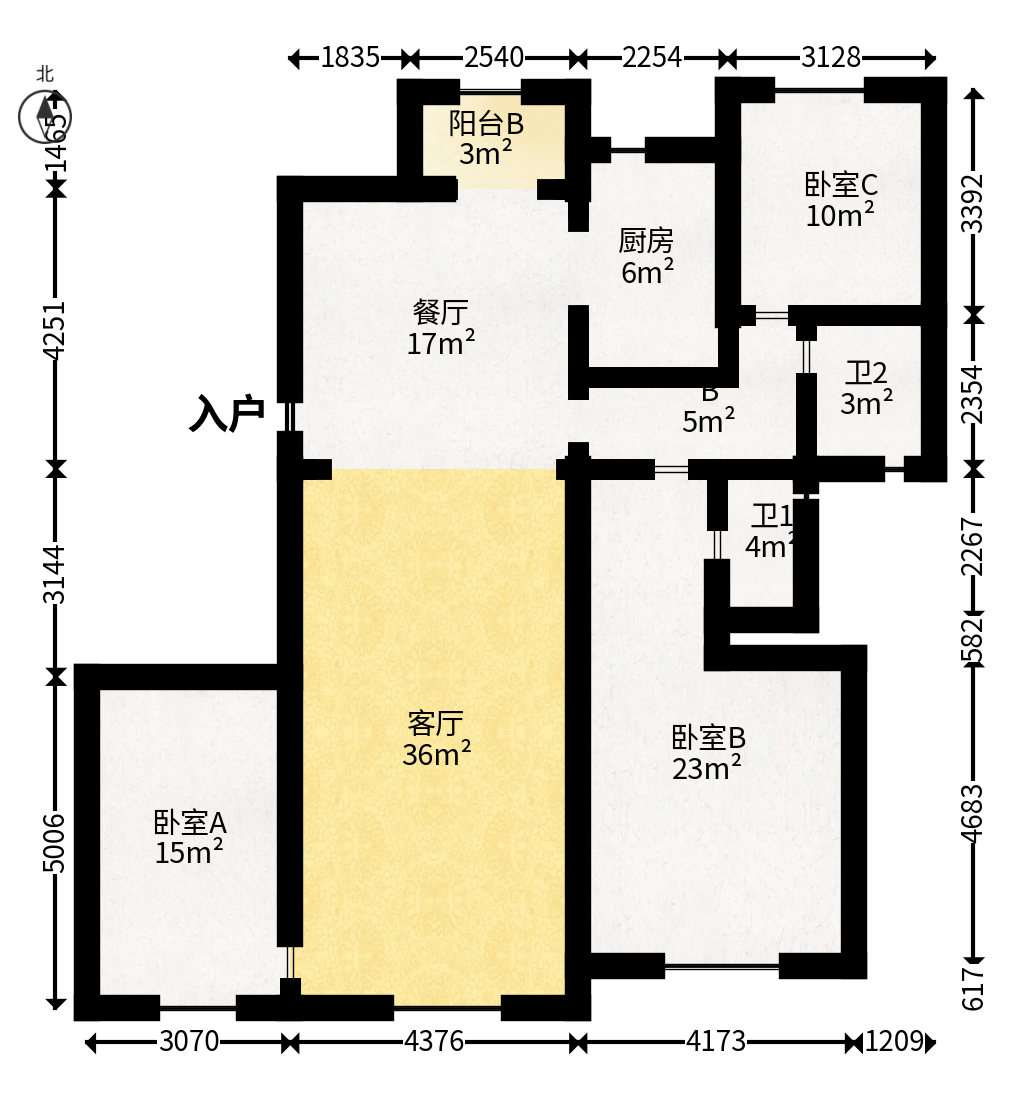 建发玖洲和玺  3室2厅2卫   158.00万户型图