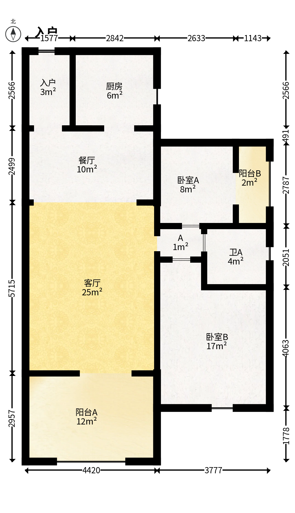 华盛世纪新城  2室2厅1卫   72.80万户型图