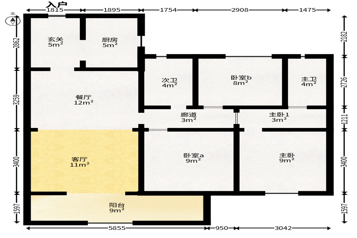 梅溪悦章  3室2厅2卫   160.00万户型图