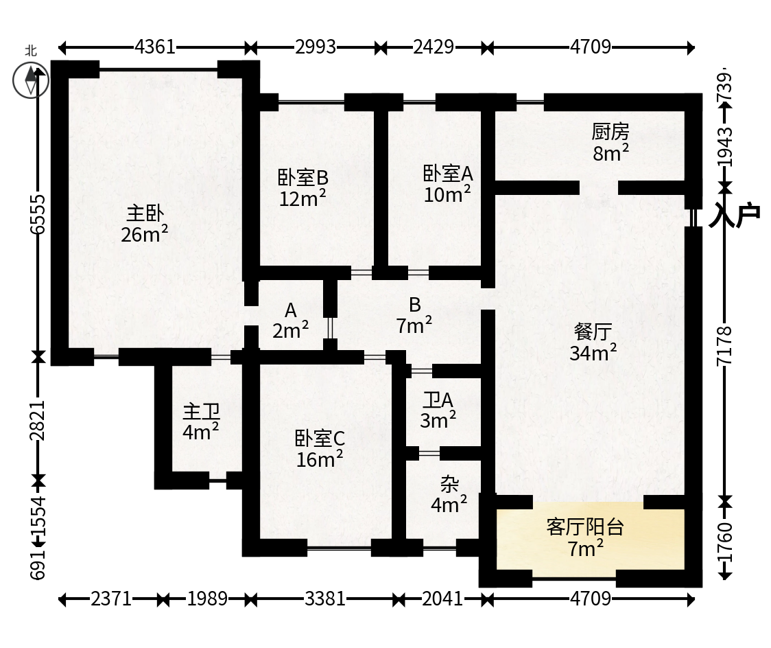 山水誉峰  4室2厅2卫   170.00万户型图