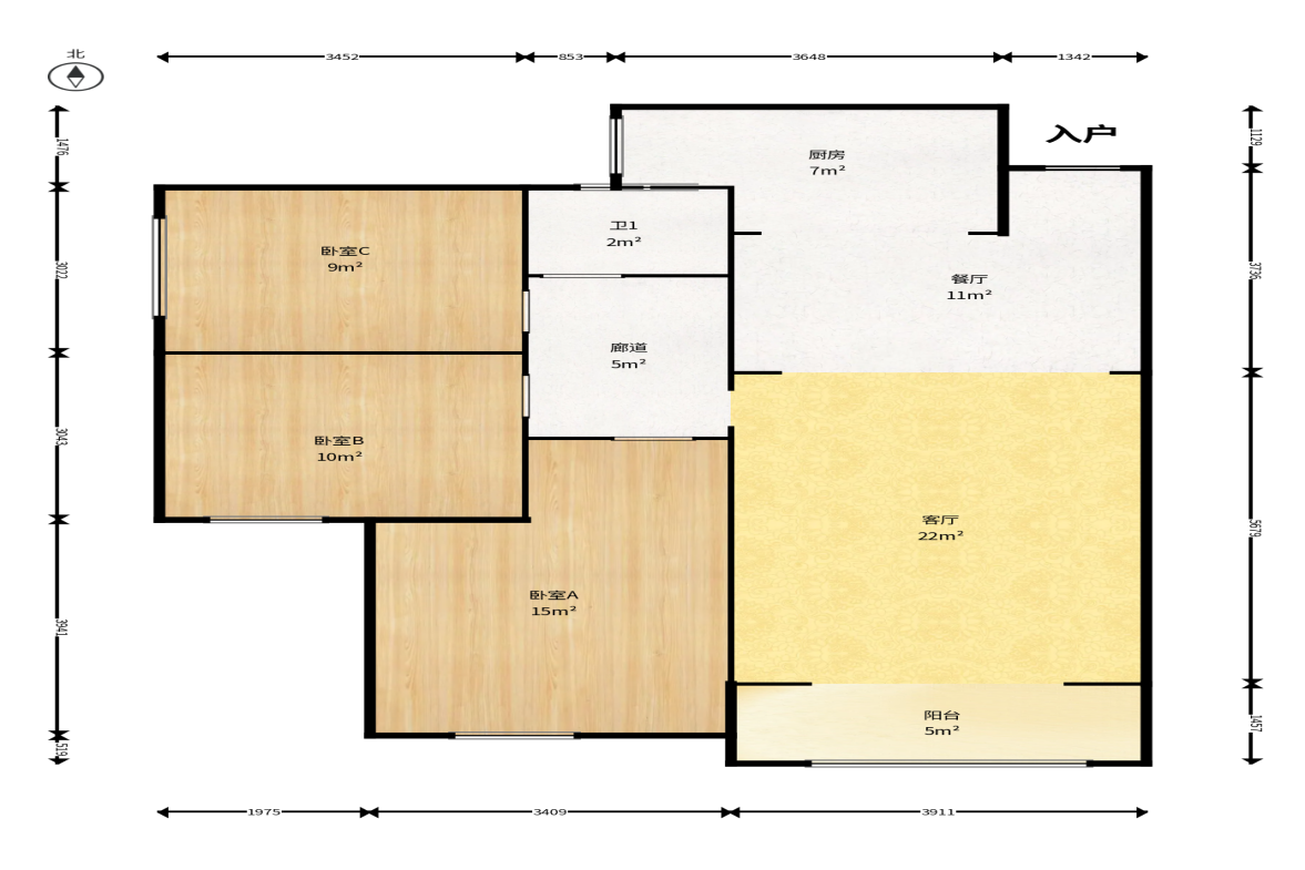 华润橡树湾 3室2厅1卫 79.0万 华润橡树湾 3室2厅1卫 79.0万户型图