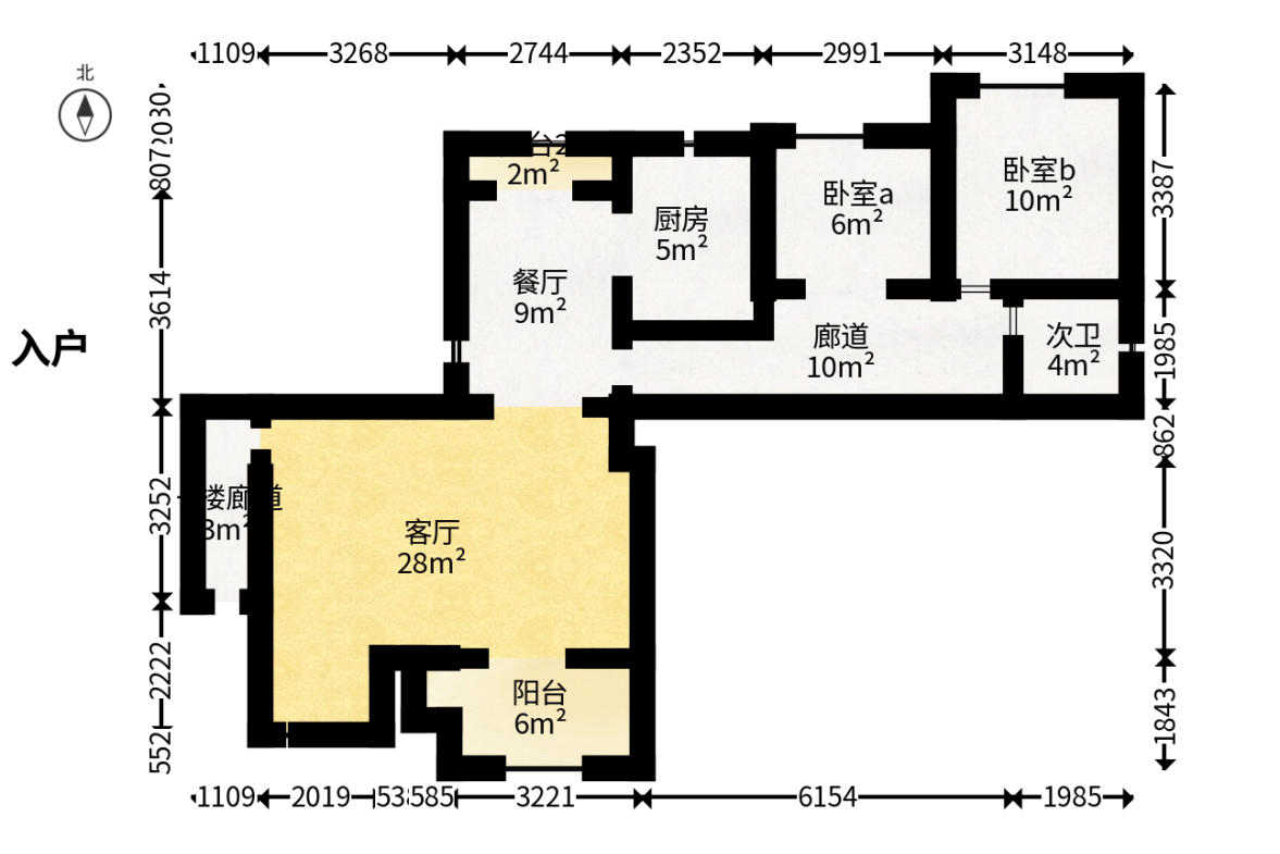 汉唐世家二期  4室2厅2卫   105.00万户型图