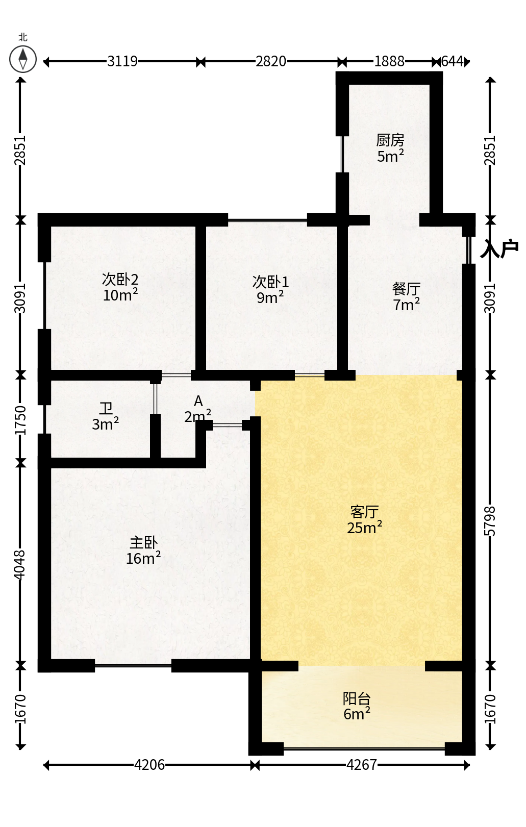 佳美星城  3室2厅1卫   62.00万户型图