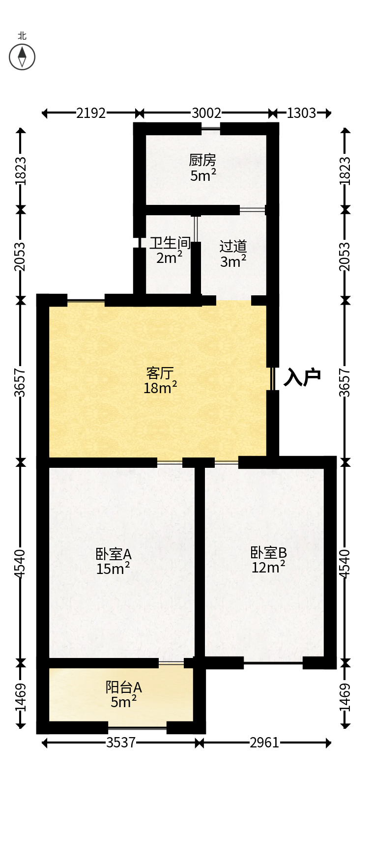 省水院宿舍  2室1厅1卫   64.80万户型图