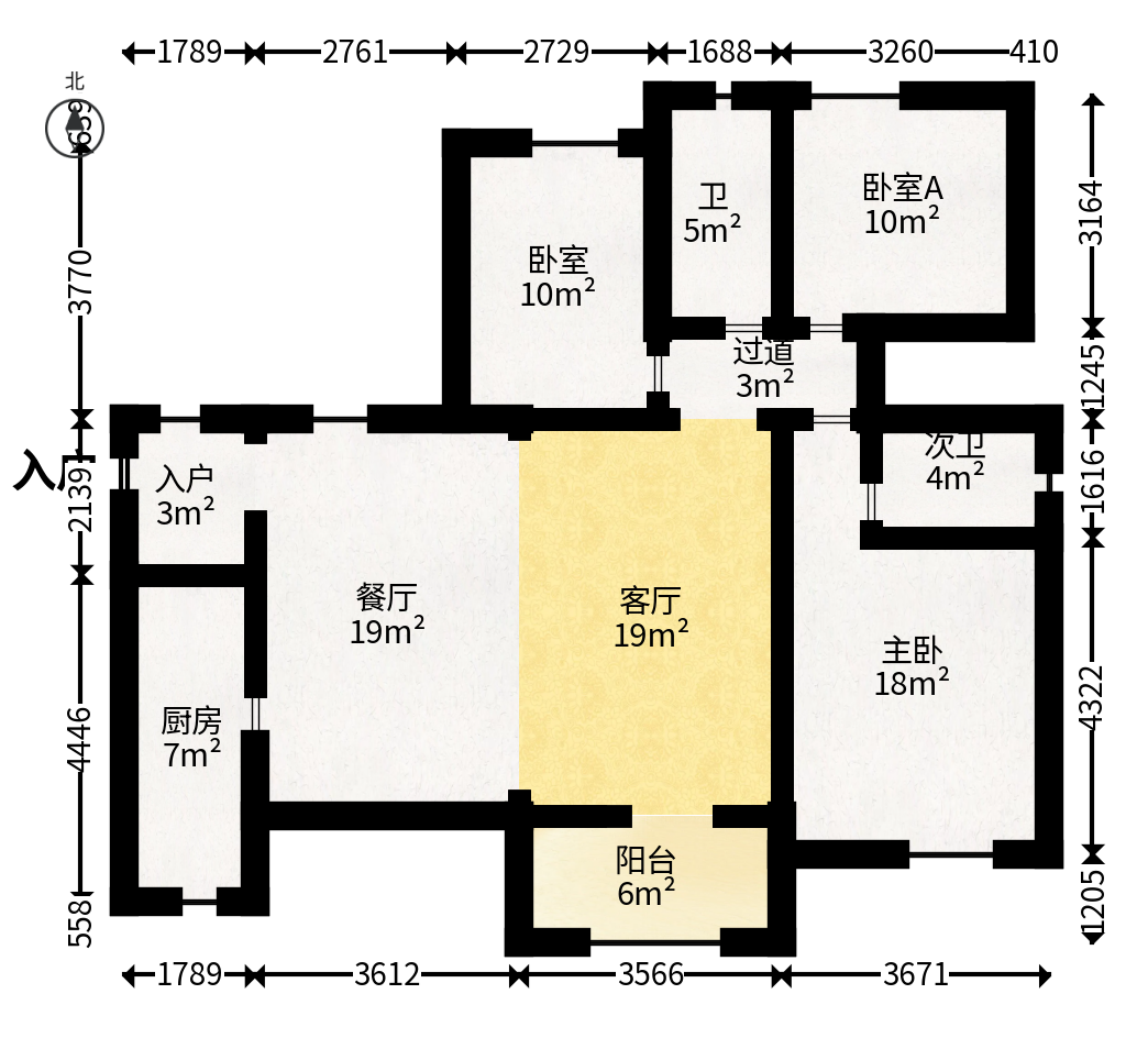 华润凤凰城三期  3室2厅2卫   96.80万户型图
