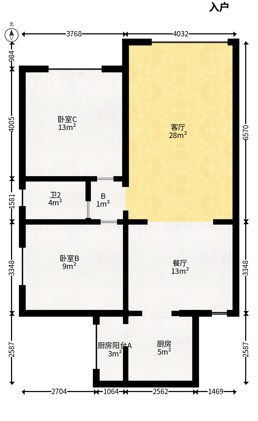 城市山水豪园（山水城市风景）  2室2厅1卫   90.00万户型图