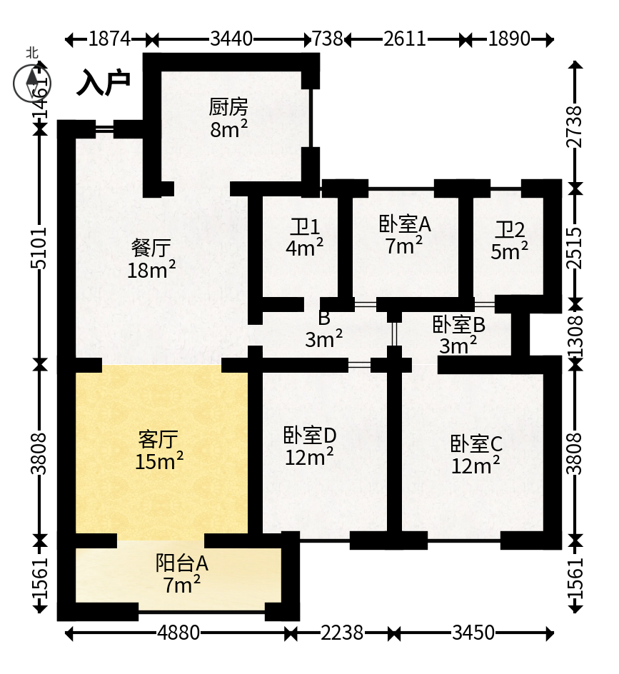 绿地长沙城际空间站（柏仕佳苑）  3室1厅1卫   160.00万户型图