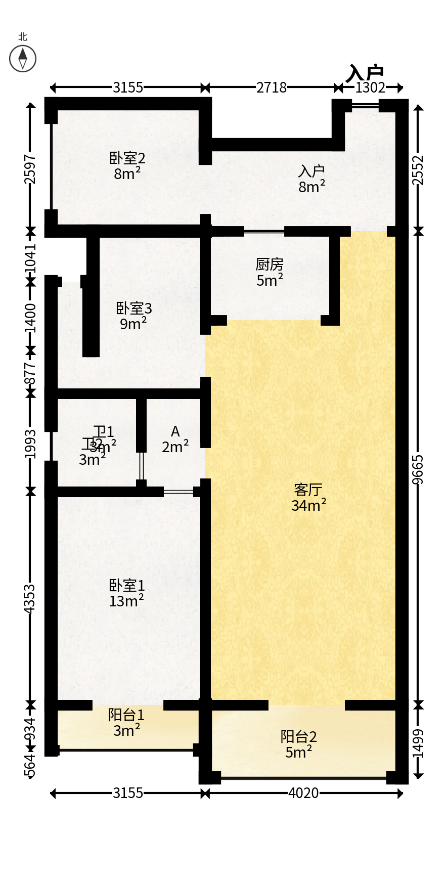 华银南苑融域  5室3厅1卫   186.00万户型图