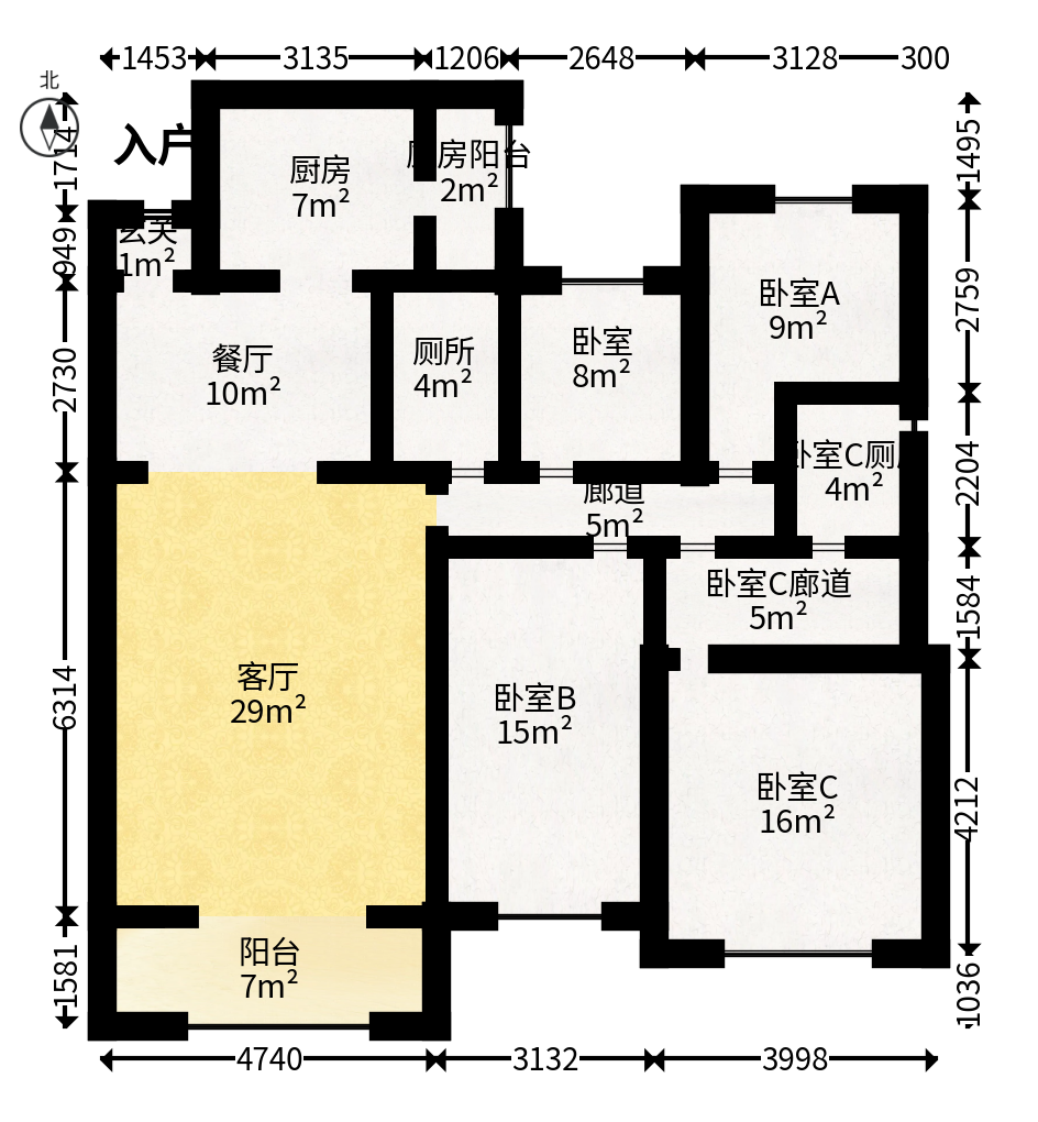恒大文化旅游城C区  4室2厅2卫   113.00万户型图