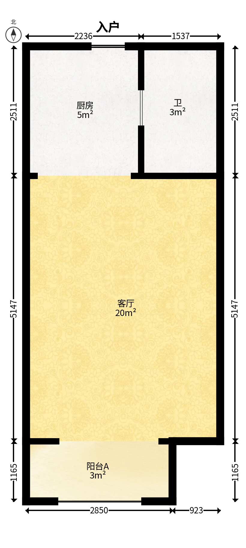 万科魅力之城  1室0厅1卫   30.00万户型图