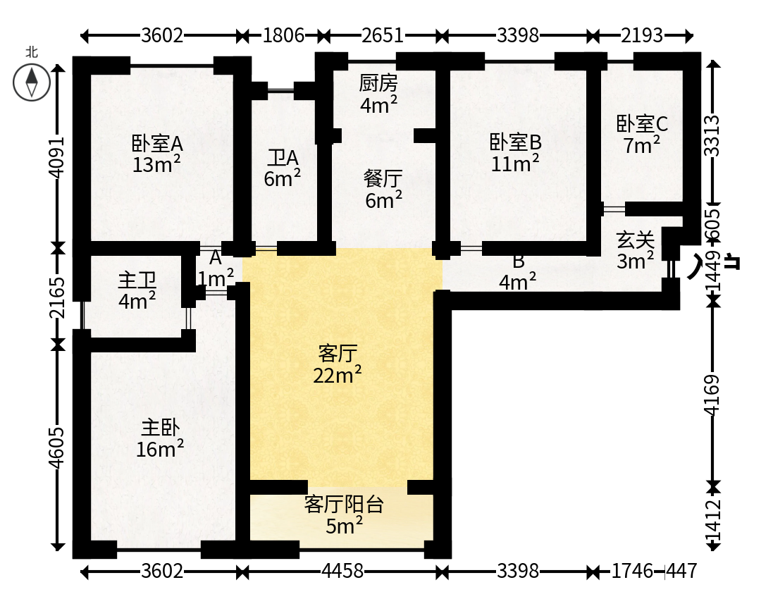奥克斯广场  4室2厅2卫   135.00万户型图