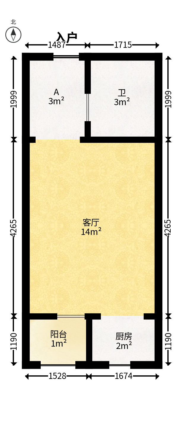 水岸世景  1室1厅1卫    22.8万户型图