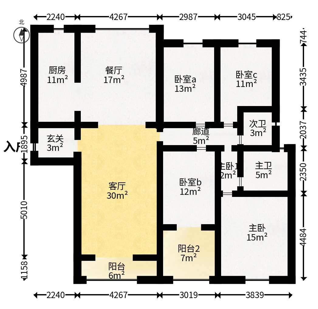 金领公寓（金荣公寓）  4室2厅2卫   108.00万户型图