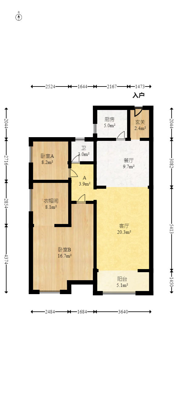 上园商住小区  3室1厅1卫   100.00万户型图