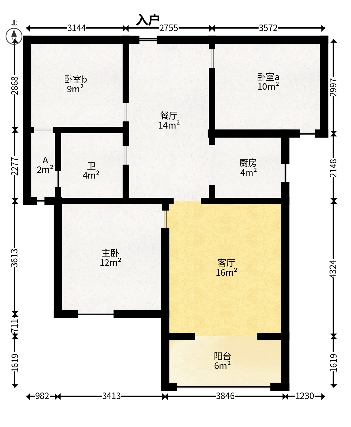 富基世纪公园  3室2厅1卫   56.80万户型图