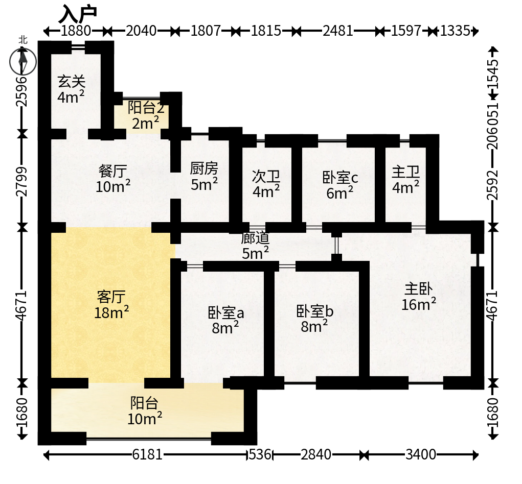 中海麓山境南区  4室2厅2卫   160.00万户型图