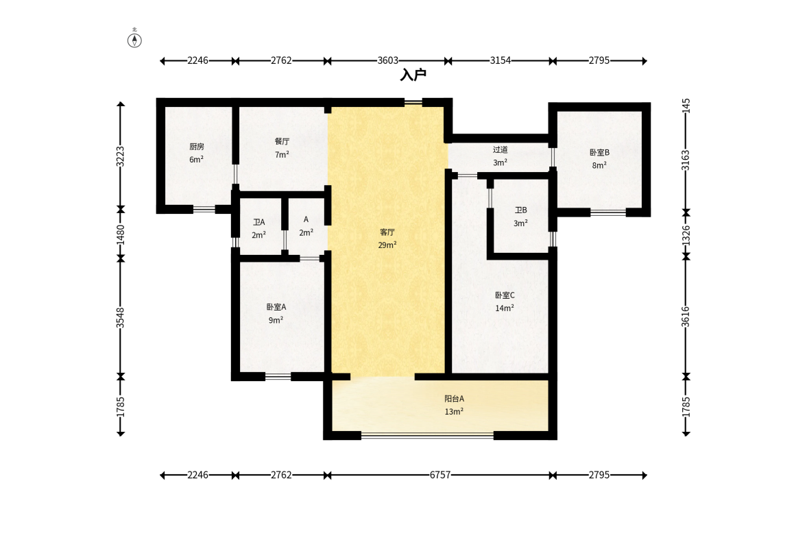 中建嘉和城  3室2厅2卫   120.00万户型图