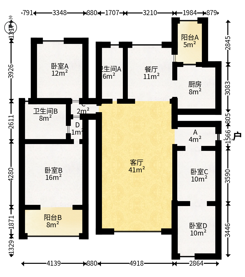 龙湾国际洋房  3室2厅2卫   156.00万户型图