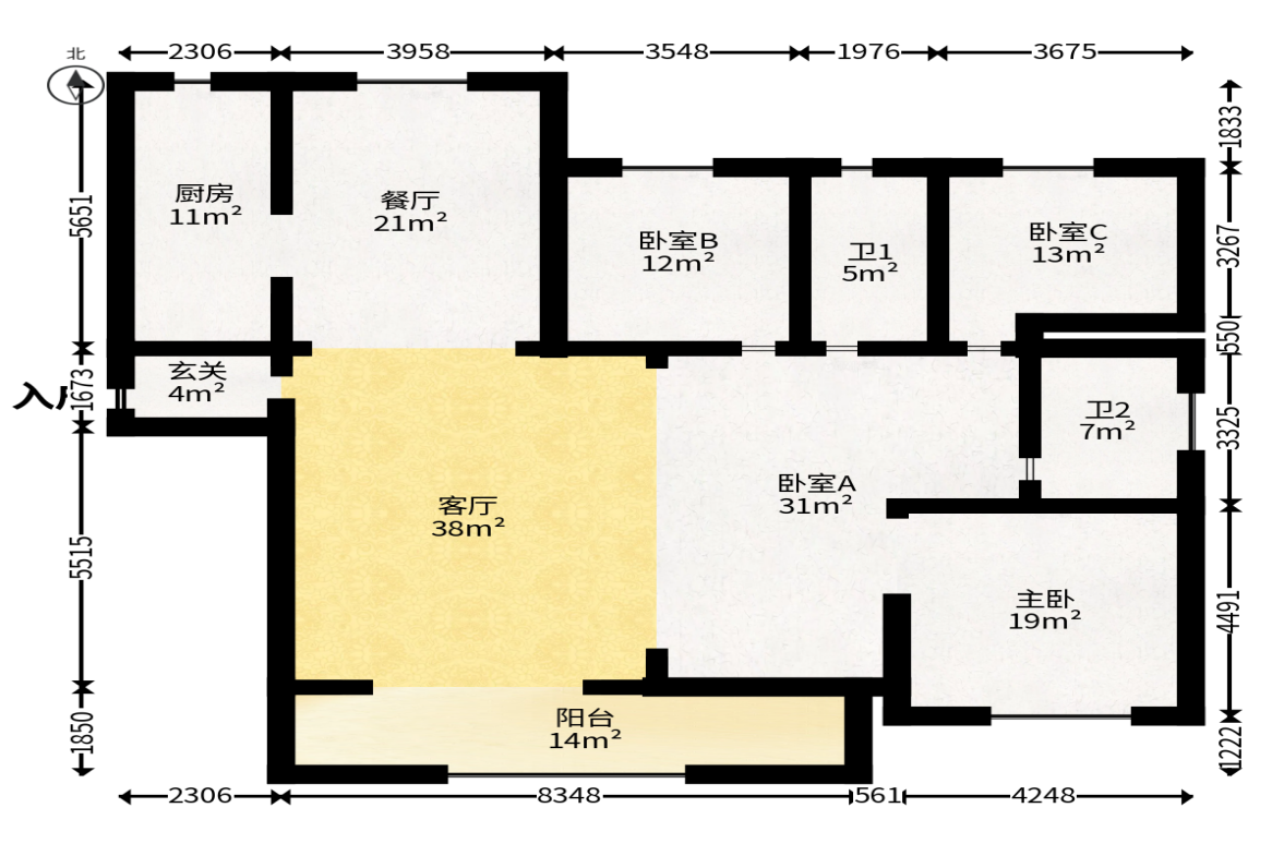 建投象山国际  4室2厅2卫   230.00万户型图