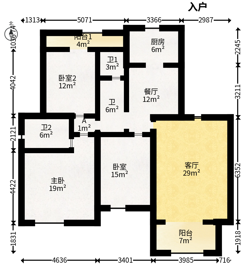 山水湾  3室2厅2卫   98.00万户型图