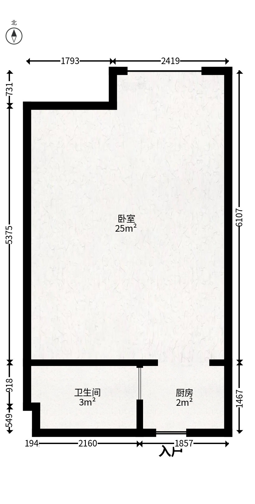 阳光100二期  1室1厅1卫   23.00万户型图