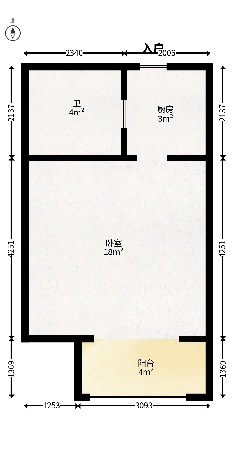 标志商务中心  1室1厅1卫   20.00万户型图