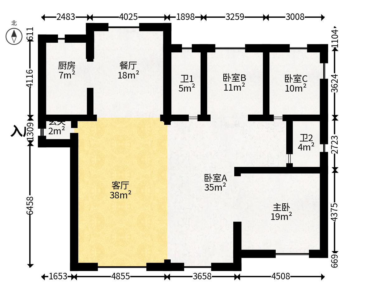 建投象山国际  4室2厅2卫   182.00万户型图