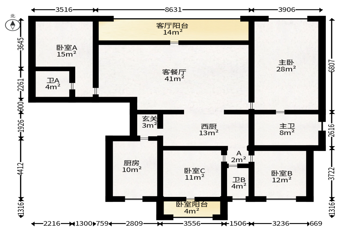 长沙悦府（华润万象城）  4室2厅3卫   545.00万户型图