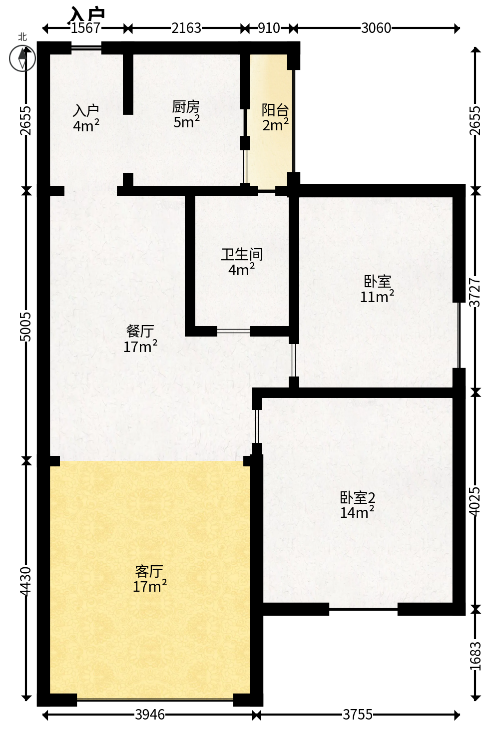 紫云阁  2室2厅1卫   36.80万户型图