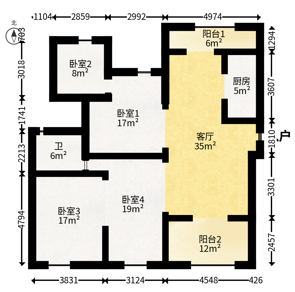 中交建发松雅院  4室2厅2卫   149.80万户型图