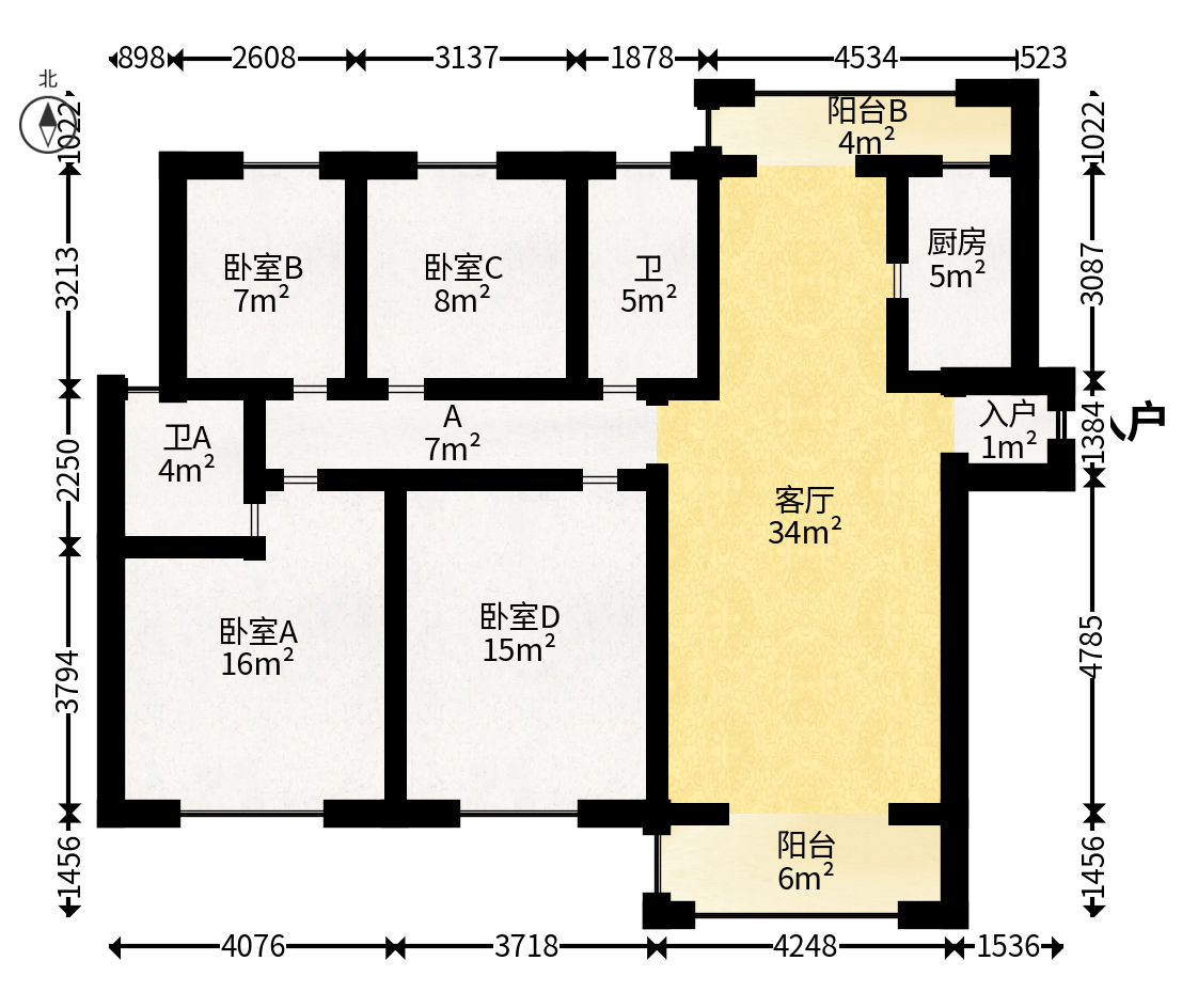 梅溪湖金茂湾  4室2厅2卫   227.00万户型图