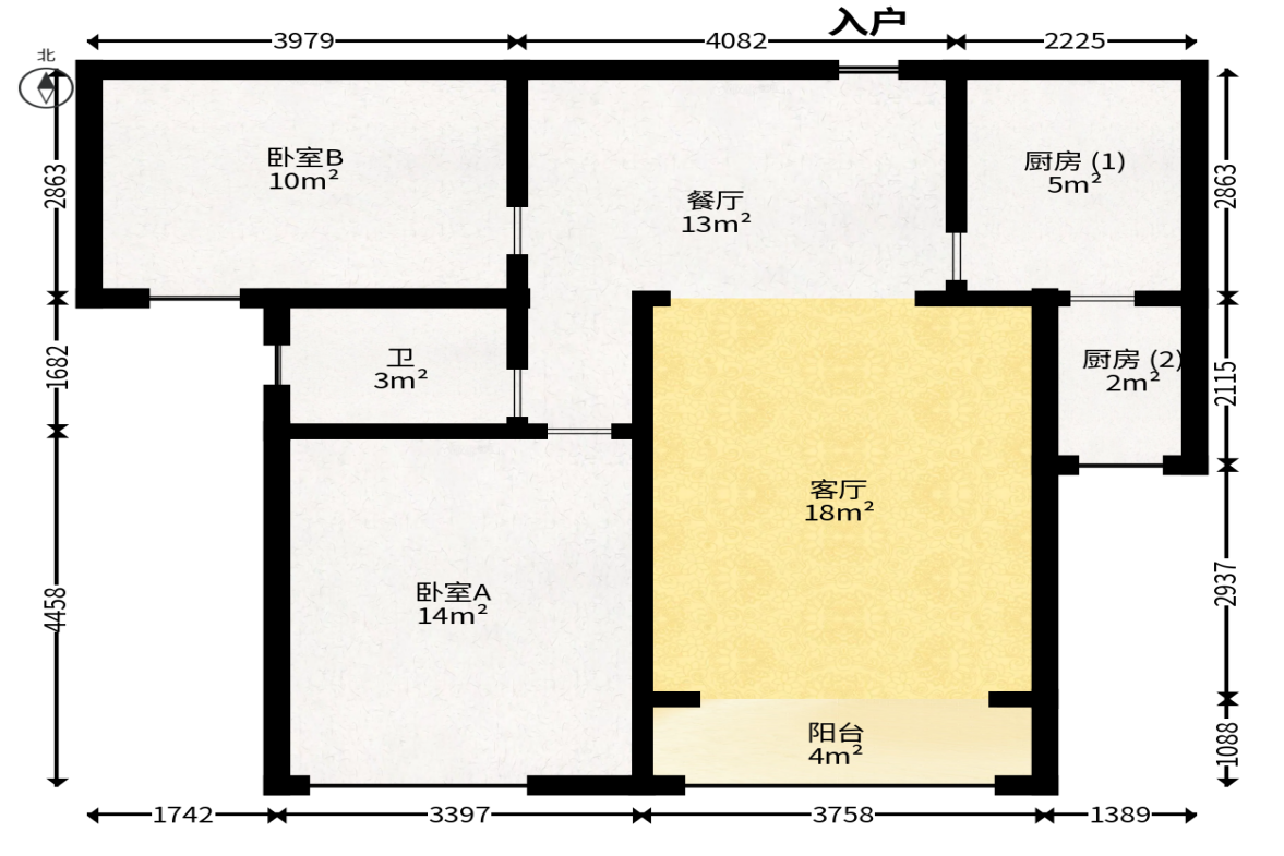 中一九骏（枫桥苑）  2室2厅1卫   90.00万户型图