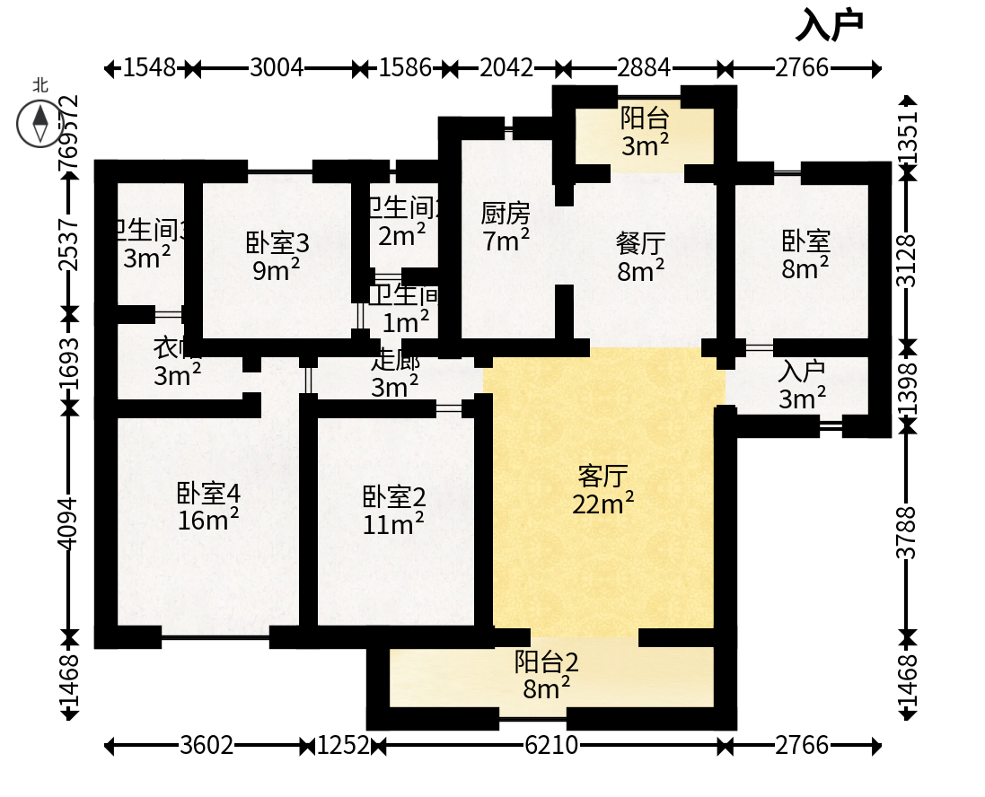 时代印记（长沙时代印记花园）  4室2厅2卫   235.00万户型图