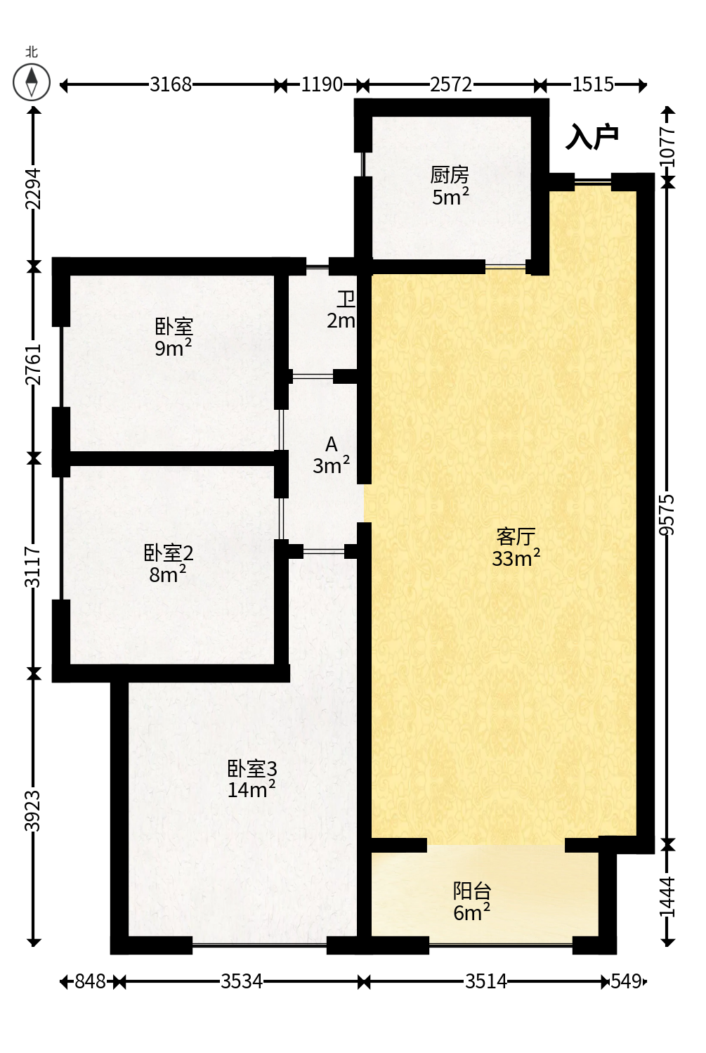 潇湘奥林匹克花园  3室2厅1卫   94.00万户型图