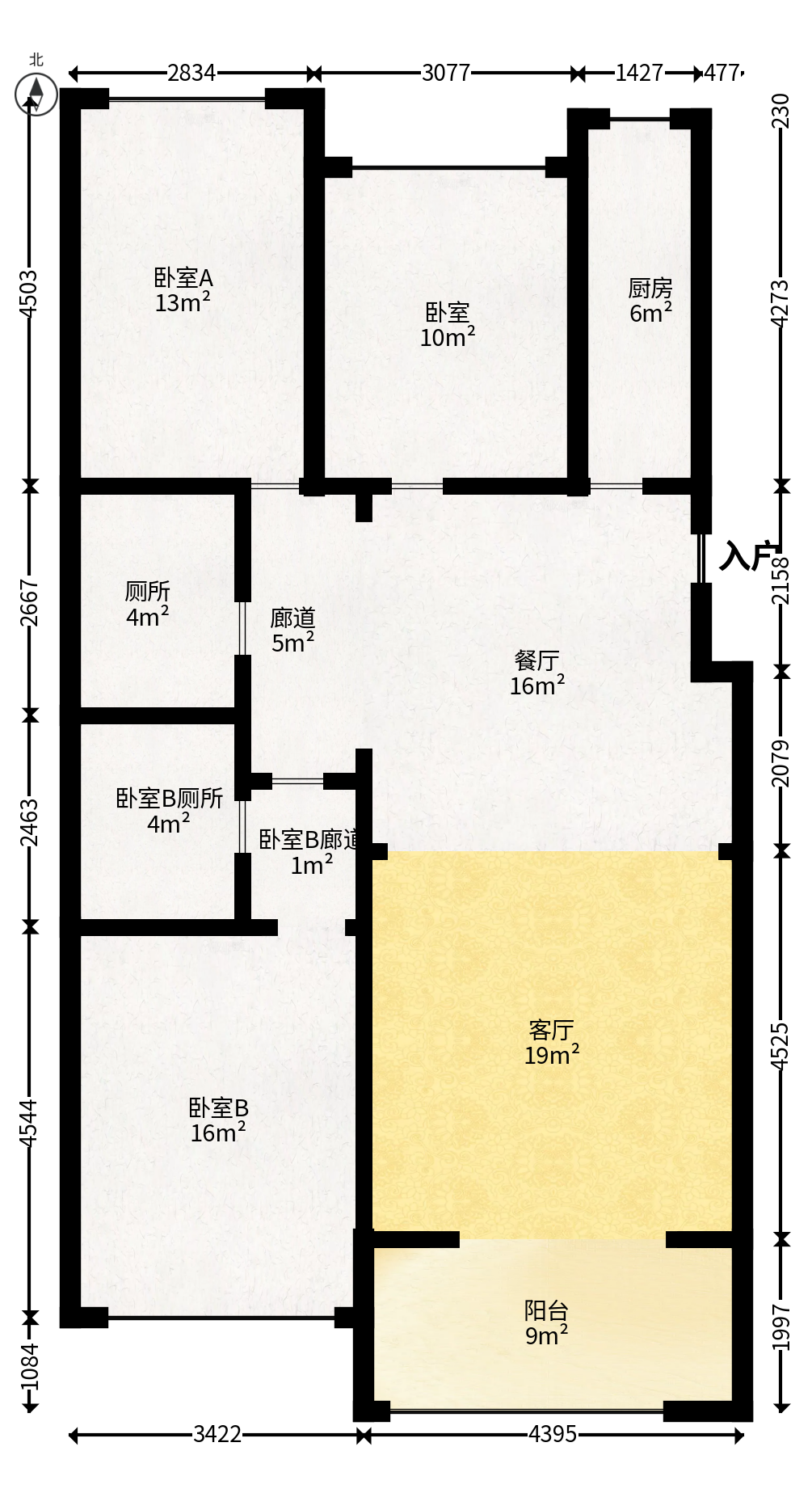 阳光100三期  3室2厅2卫   106.00万户型图