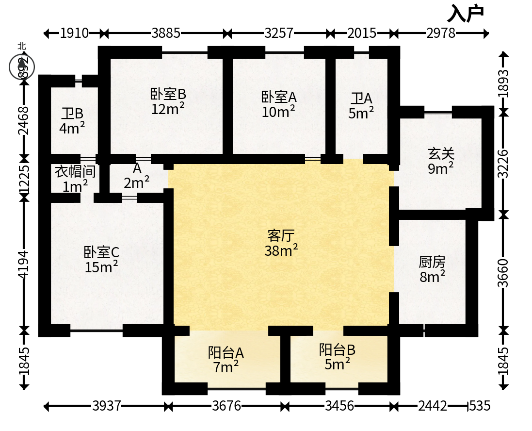 天健城（天健芙蓉盛世三期）  4室2厅2卫   285.00万户型图