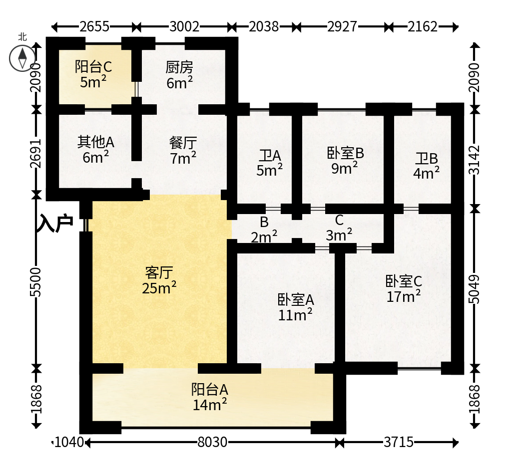 润和翰文府  4室2厅2卫   160.00万户型图