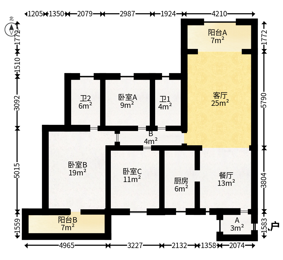万树丹堤  3室2厅2卫   135.00万户型图
