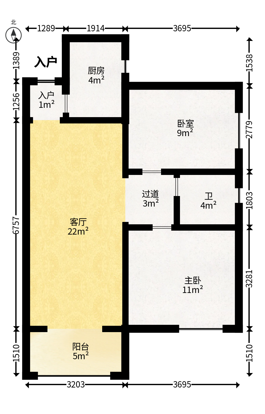 恒广国际景园  2室2厅1卫   58.80万户型图