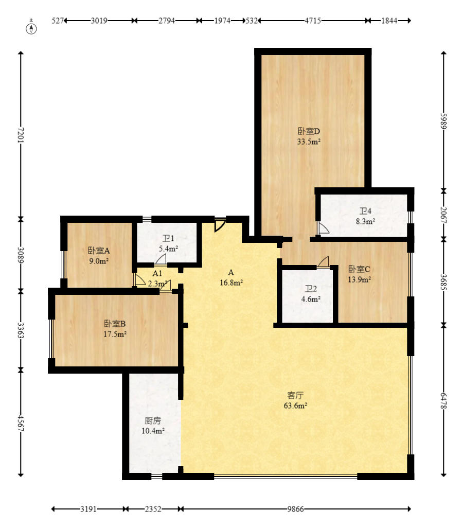 建发玖洲观澜  5室2厅1卫   256.00万户型图