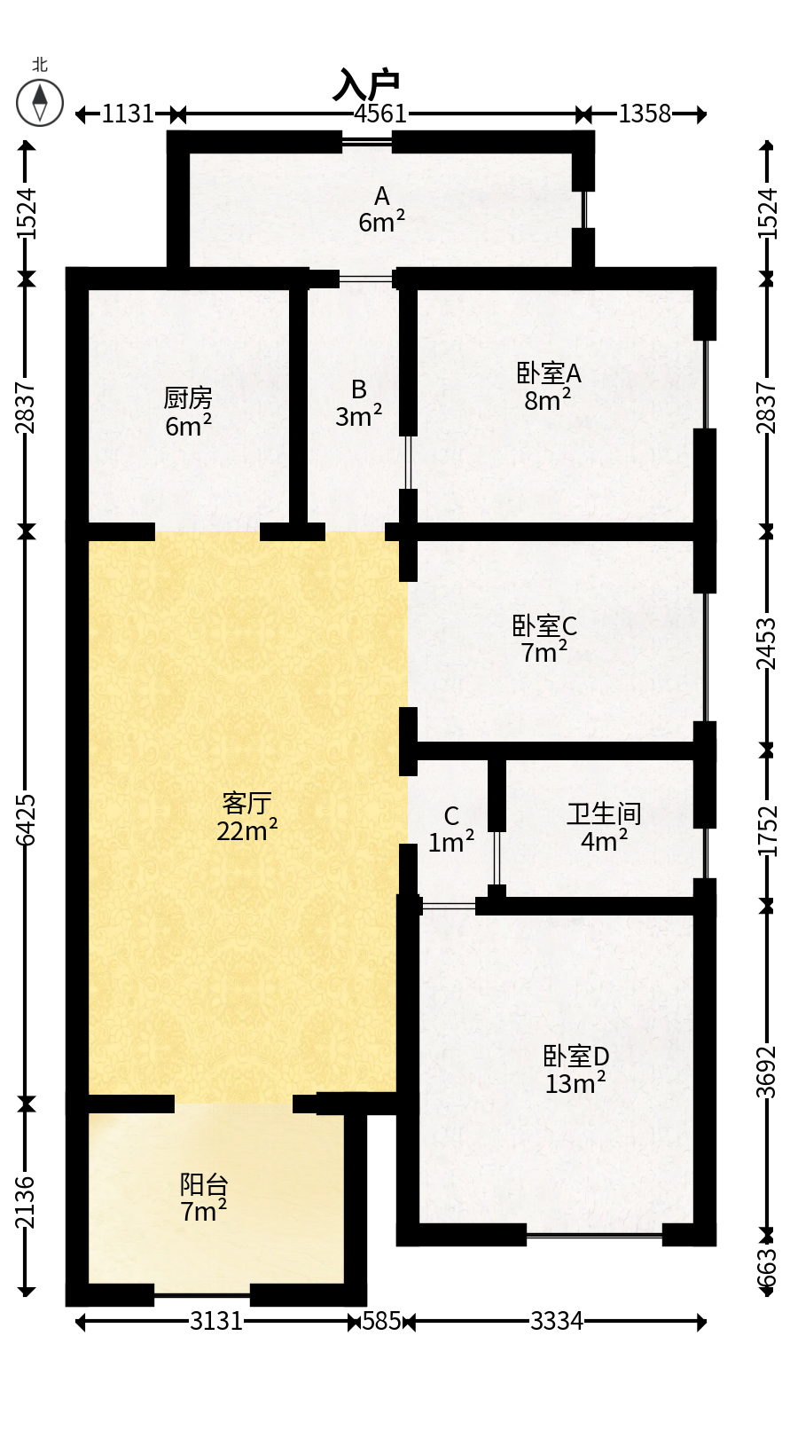 佳兆业水岸新都  3室2厅1卫   65.00万户型图