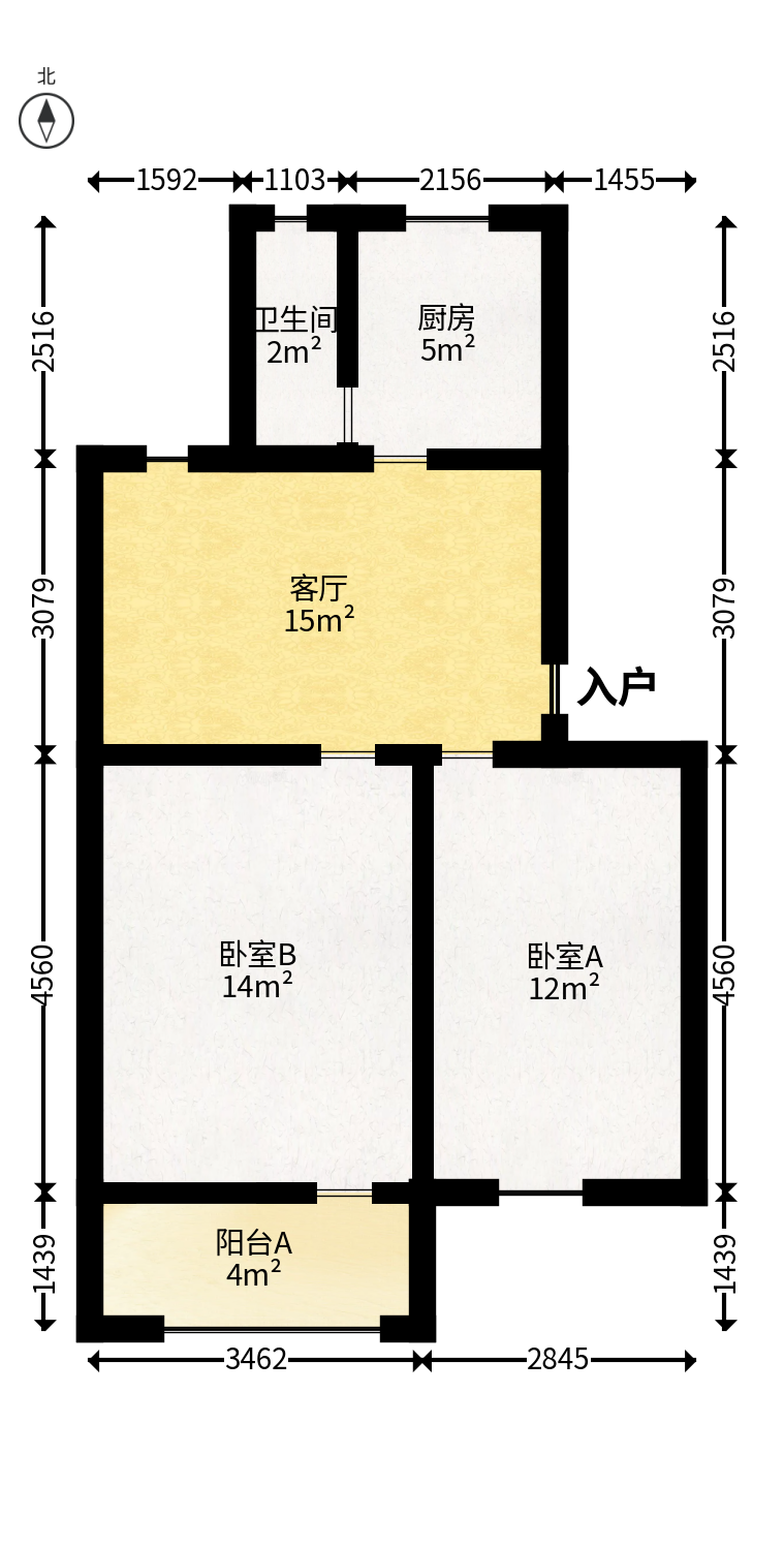 赤岗小区（一二三片）  2室1厅1卫   35.80万户型图