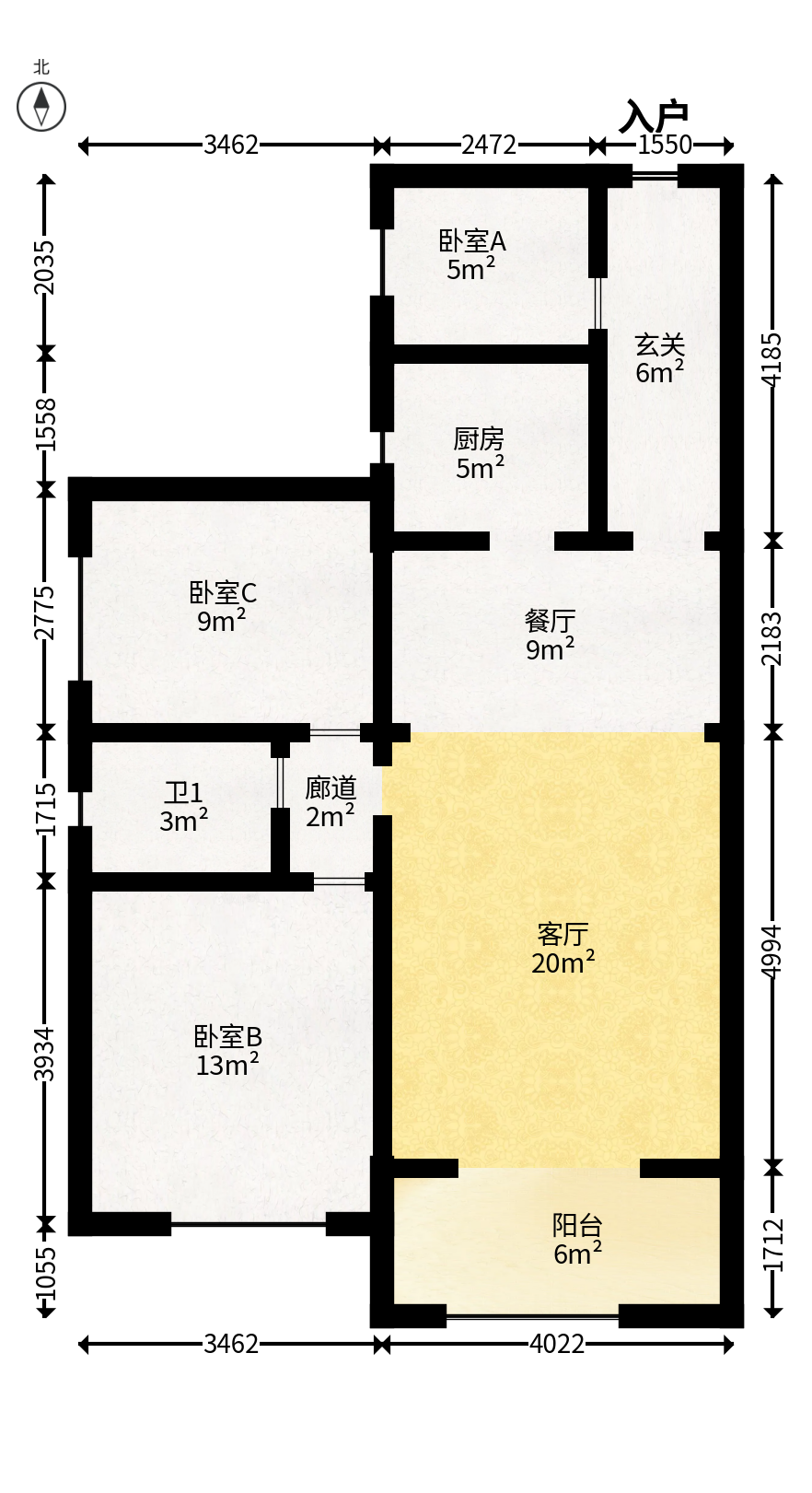 江山帝景雅典  2室1厅1卫   84.00万户型图