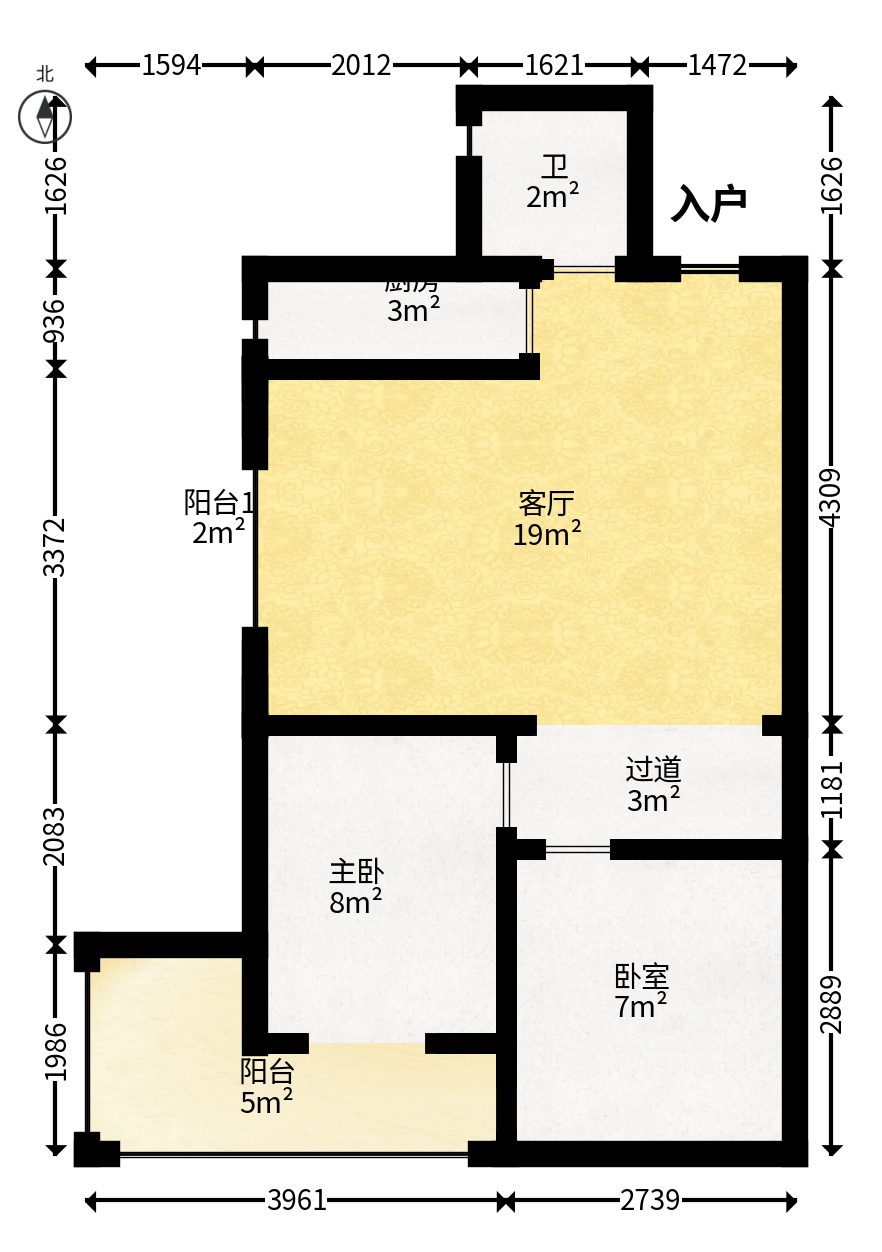 凯通国际城（凯通朝庭）  2室1厅1卫   61.80万户型图