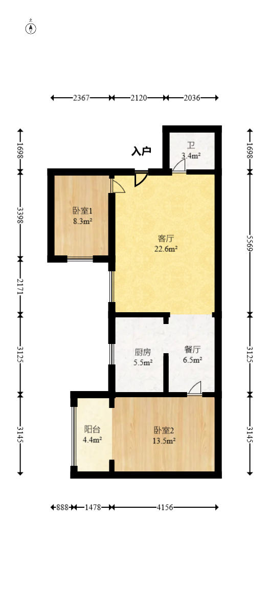 标准件厂宿舍（长沙标准件总厂宿舍）  2室2厅1卫   38.80万户型图