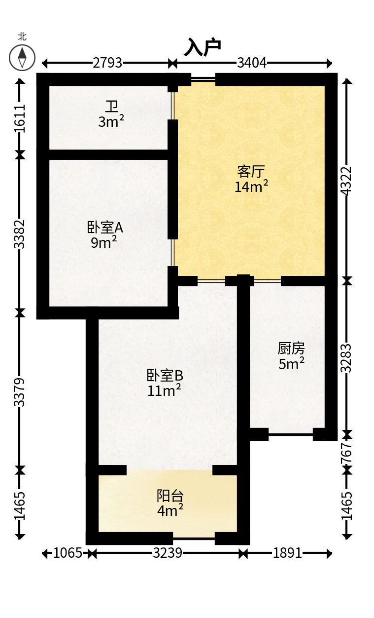天健城（天健芙蓉盛世三期）  2室1厅1卫   70.00万户型图
